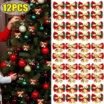 1-12TK Jõulud Vööri Bell Mini Bowknot Ornament Xmas Tree Pärjad Rippuvad Ripats DIY Pulm, Sünnipäev, Uue Aasta Decor