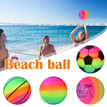 1 Tk 21cm Täispuhutav Suvel Rannas Kummist Pall Rainbow Beach Ball Kids Mänguasi Soodustab Kehaline Aktiivsus Vastupidav Ehitus Osad