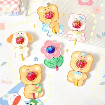 10tk Armas Loom Candy Paketi Kaarte, Cartoon Bear Paber Lollipop Omanik Kaardi Lapsed Kingitus Sünnipäev Teenetemärgi