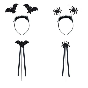 1set Halloween Pool Must Nahkhiir Spider Plastikust Peapael Black Magic Wand DIY Partei Teenetemärgi Halloween Cosplay Juuksed Tarvikud
