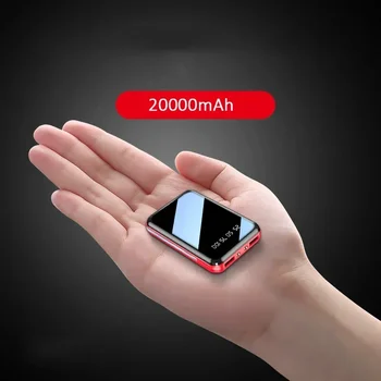 20000mAh Mini Power Bank Peegel Ekraani LED Digitaalne näidik Välise Aku telkimine Portable Powerbank tasuta shipping