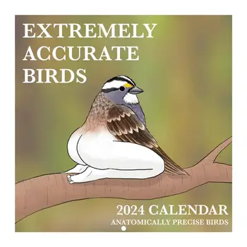 2024 Kalender Äärmiselt Täpne Linnud Dekoratiivse Seina Kuu Kalender Lind Lovers Tuba Kalendrid kodu elutoas