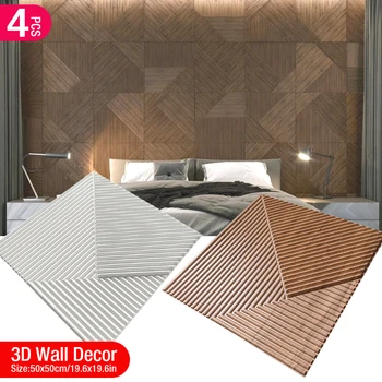4 tk 50cm 3D wall decor Puit tera restiga seina paneeli 3D groove tekstuur paneel plaat, elutoas seina kleebis veekindel vannituba