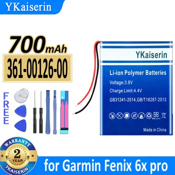 700mAh YKaiserin Aku 361-00126-00 (2 rida) eest Garmin Fenix 6X Pro 6XPro GPS watch Bateria