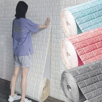 70cm*1m 3D Telliskivi Muster Seina Kleebis isekleepuvad Paneel, Veekindel elutoas Tapeet Kodu Kaunistamiseks