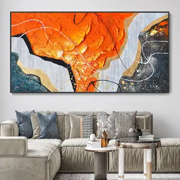Abstraktselt, Suur Wall Decor Tekstuur Kunsti Orange Käsi Nuga Maali Originaal Boho Seina Art Maali -, Elutoa Seina Decor