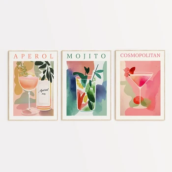 Armas Aperol Mojito Plakat Vintage Värvikas Kokteil Lõuendile Maali Kunst Prindi Minimalistlik Pilt Kaasaegne Baar, Köök Home Decor