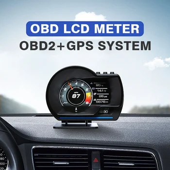 Auto Hud Head Up Display-OBD2+GPS Smart Auto HUD Näidik Digitaalne Läbisõidumõõdik Turvalisus Alarm, Vee ja Õli Temp. P / MIN