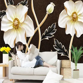 beibehang 3d seina paber Euroopa minimalistlik magamistoas seina maali TV taustaks KTV HD lotus Magnolia Leevendust pannoo jaoks taustapildi