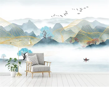 beibehang Kohandatud Põhjamaade Hiina Uus Stiil, Kunsti -, Maastiku Abstraktse Read taustapildina Müüri seina paberid home decor