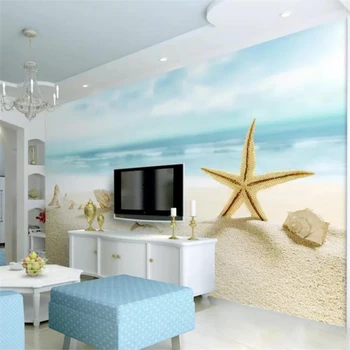 beibehang Kohandatud suur tapeet 3D murals blue sea beach meritäht värske Vahemere TV taust seina paberid home decor