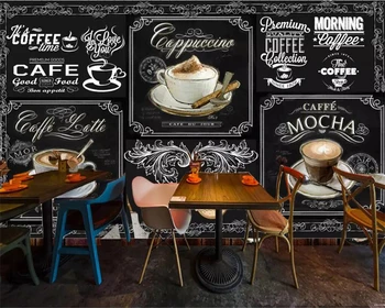 beibehang Kohandatud taustpildi 3d foto seinamaaling Euroopa ja Ameerika stiilis retro käsitsi maalitud tahvli kohvi toitlustus 3d tapeet