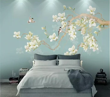 beibehang Kohandatud taustpildi 3D Gong Yu Magnolia TV taust seina käsitsi maalitud lilled ja linnud Hiina uus tapeet 3d seinamaaling