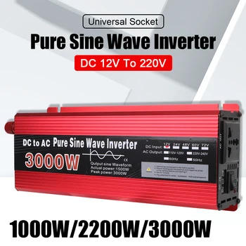 Caravan Inverter DC 12V AC 220V 2200W 3000W 1000W 300W Päikese siinuslaine Inverterid Auto Power Adapter Converter Aku Splitter