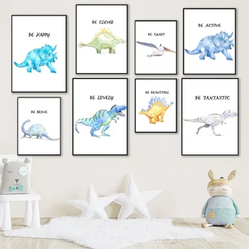 Cartoon Dinosaurus Triceratops Türannosaurus Plakat Parimad Soovid Seina Art Lõuend Maali Pildid Seina Pildid Kids Room Decor