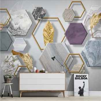 Custom 3d tapeet foto murals Põhjamaade minimalistlik kivi geomeetria gold leaf TV taust seina-elutuba seinamaaling 3d tapeet