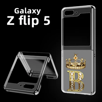Diamond Crown Kirjas Selge Telefoni Puhul Samsungi Galaxy Z Klapp 5 3 4 Kokkuklapitavad Kest Samsung Z Flip3 Flip4 Raske Kaitseraua Kate