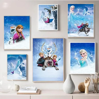 Disney KÜLMUTATUD Moive Lõuend Värvimine Printsess Anna Elsa Plakatid ja Pildid Seina Art Pilt Elavad Lapsed Kodus Ruumi Kaunistamiseks