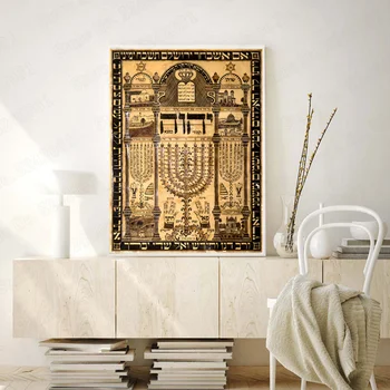 Heebrea Kabala Amulett Prindi Plakat Shiviti Illustratsioonid pühapaikade Bidspirit Judaica Lõuendile Maali Seina Art Decor