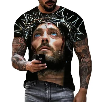 Jeesus Kristus 3D Print T-särgid, Meeste ja Naiste Suve Mood Vabaaja Lühikesed Varrukad Lahe T-Särk Harajuku Streetwear Liiga Tops 6XL