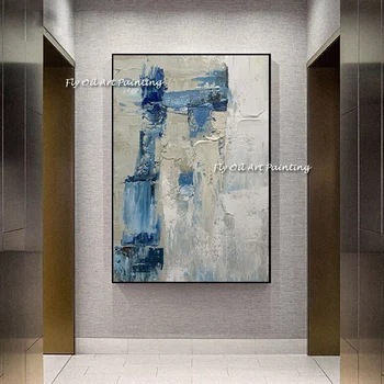 Kaasaegne ja Abstraktne Algse 100% käsitsi valmistatud õli maali hall sinine taust Lõuend Seina Art Maali eest elutuba Home Decor