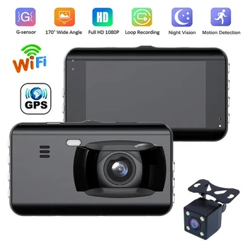 Kriips Cam WiFi Car DVR Sõiduki Kaamera Full HD 1080P Drive Video Recorder Must Kast Öise Nägemise Auto Dashcam Auto Tarvikud GPS