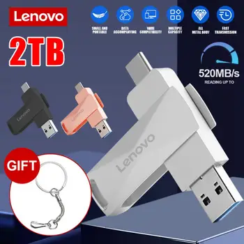 Lenovo 2TB USB Flash Drive USB 3.0 2 In 1 LIIK-C PenDrive 128GB Liides Usb Stick Pen drive Telefon/Laptop/XBOX Flash Disk