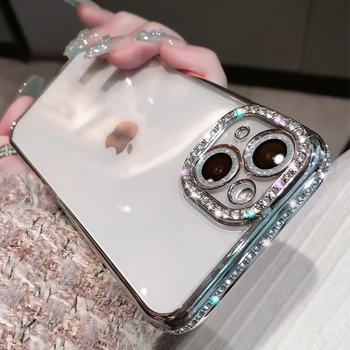 Luksus Katmine Sära Teemant Läbipaistev Case For iPhone 13 11 12 14 Pro Max Plus Tüdruk Naiste Pehmest Silikoonist Põrutuskindel Kate