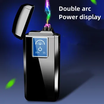 Metallist tulemasinad kaasaskantav topelt arc electric tulemasinad-gaasi ja elektri kaks eesmärki laadimine USB LED ekraan meeste kingitus