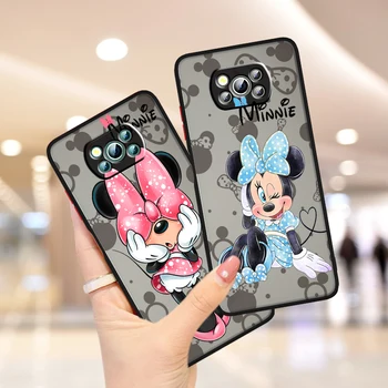 Minnie Mickey Mouse Xiaomi Poco X5 F5 X3 M3 M5S M4 F4 C55 C50 C40 GT Pro 4G 5G Jäätunud Poolläbipaistev Telefoni Juhul Coque Capa