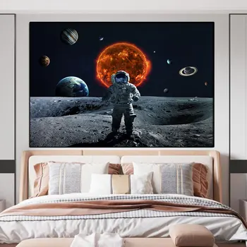 Moodsa Kunsti Astronaut Ja Kuu Maastik Lõuend maalisid Plakateid ja Trükib Ruumi Seina Art Pilte Magamistuba, Kodu, Tuba Decor