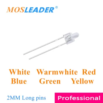 Mosleader DIP LED 2MM 1000PCS Valge Warmwhite Punane Sinine Roheline Kollane F2 Väike Tiss led-Loing sõrmed Läbipaistev