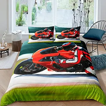 Mountain Bike Tekikott Motocross Racer Voodipesu Komplekt Dirt Bike Punane Decor Trööstija Kate Extreme Spordi Teema Bedspread Kate