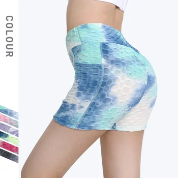Mull Jooga Püksid Naiste Kõrge-waisted Hip Lift Pingeline Jooga Püksid Tasku Tie Dye Virsik Tagumik Fitness Püksid