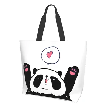 Panda Armastus Kott Naiste Vabaaja Õla Kott Käekott Korduvkasutatavad Mitmeotstarbeline Raskeveokite Shopping Toidupoed Kotti Väljas