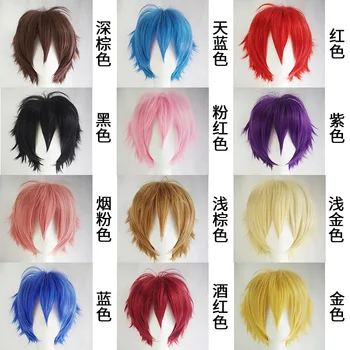 Parukas meeste cosplay parukad anime parukas set cosplay upturned lühikesed juuksed mitmekülgne värvilised