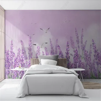 Põhjamaade pastoraalne stiilis käsitsi maalitud Pannoo lavendel Jaoks Taustapildi elutoas TV taust Seina Paber Home Decor de papel parede
