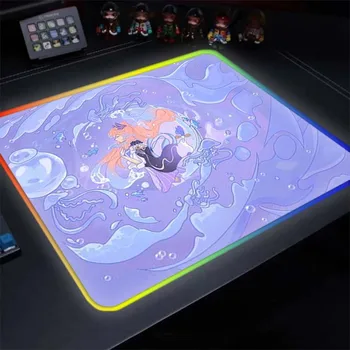 RGB Genshin Mõju Mängimine Desk Pad Väike Mousepad Kiirus LED Taustavalgustusega Matt Anti-slip Anime Mousepad Deskmat Veekindel Kummist Matt
