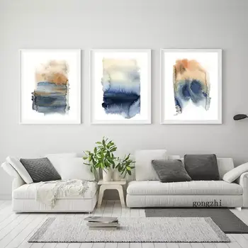 Sinine Kollane Kaasaegne Isiksuse Abstraktne Akvarell Maalid Seina Lõuend Art Prints Plakatid Pilte elutuba Home Decor
