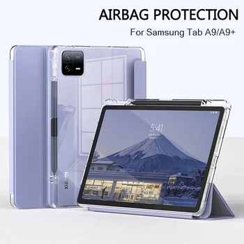 TriFold Case for Samsung Galaxy Tab A9P Pluss 11 tolline A9 8.7 X110 X115 A8 Auto Wake/Sleep Pehme TPU PU Nahast koos Pliiatsi Hoidja