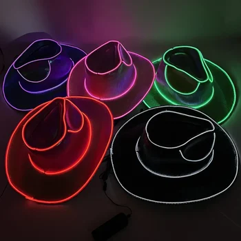 Uute tulijate pärlmutterläiget tekitavad Kauboi Müts Dance Party Kaunistada Hõõguv Cowgirl ühise Põllumajanduspoliitika Hõõguv Neon Ööklubi Partei
