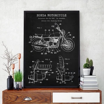 Vintage Jaapani Mootorratta Plaan Prindi Mootorratas Patendi Plakat Motosport Seina Art Lõuend Maali Mees Koobas Decor Biker Kingitus