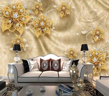 wellyu de papel parede 3d kohandatud taustpildi 3D reljeef kuldseid pärleid, roosi muster TV taust seina papel pintado tapety