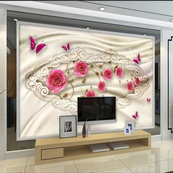 wellyu Kohandatud taustpildi de papel parede 3d-kolmemõõtmeline luksus Euroopa lille marmor TV taust seina behang