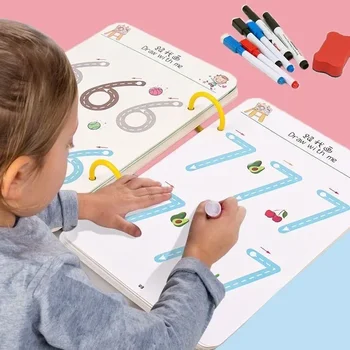 Maagiline Jälgimise Töövihik Montessori Raamatuid Lastele Pen Kontrolli Koolituse Korduvkasutatavad Kalligraafia Copybook Lapsed Hariduslikel